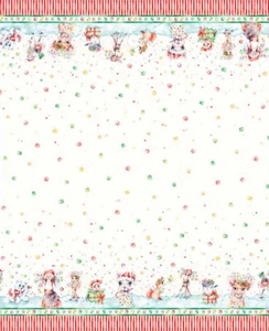 Personaggi Natalizi Little Darlings Doppio Bordo 05375 Mezzo Yd Tagli Continui - Foto 1 di 5