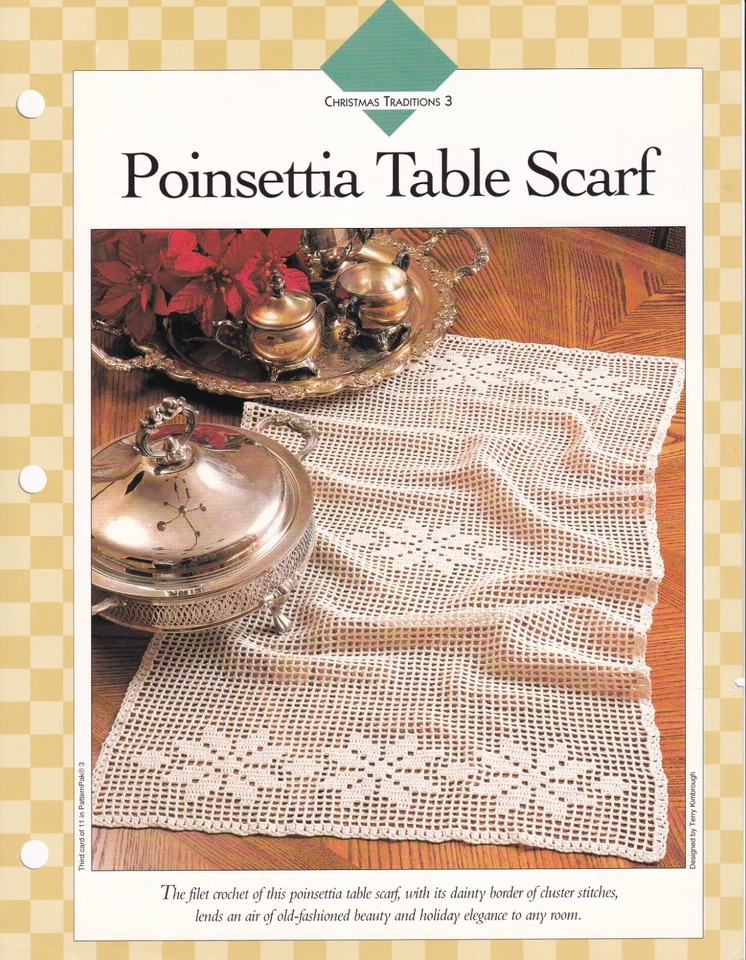 POINSETTIA TABLE SCARF Pattern Christmas Vanna's Afghan Crochet Favorites - Image 1 of 1
