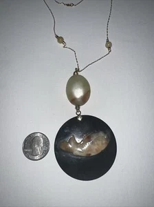 Collar de jaspe policromado cabujón de ónix de oro amarillo de 14k cadena de 16" 50,2 gramos - Imagen 1 de 9