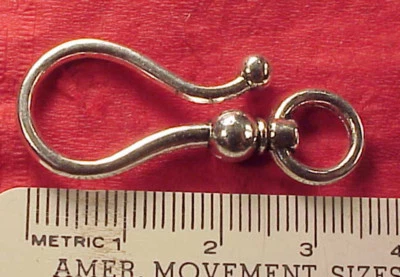 Reproduction Pocket Watch Chain Shepherd Hook Silver Color  Rennactors 1 7/16"  - Image 1 of 4