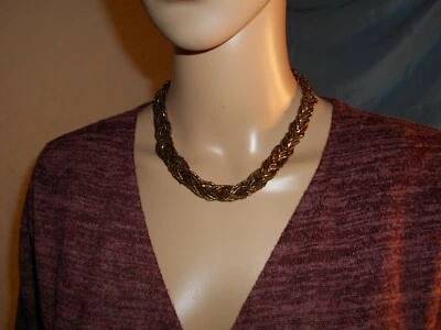 Collar Premier Designs 16 pulgadas tejido trenzado 6 hilos cuentas bronce y oro  Foto 1 de 4