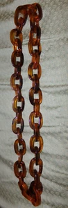 Vintage Amber Tortoise Shell Lucite Chain Link Necklace - Picture 1 of 4