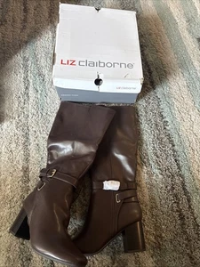Botas de equitación Liz Claiborne para mujer US 9M LC tacón bloque chocolate - Imagen 1 de 9