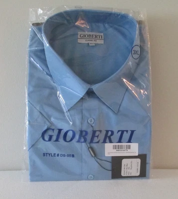 GIOBERTI SKY BLUE Short Sleeve  Regular Fit Men's 3XL Dress Shirt NEW - Image 1 of 4
