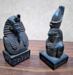 Dio egizio Horus e Tutankhamon - Statua in pietra di basalto nero massiccio... - Imagen 1 de 17