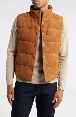 NWT Men’s AG Neo Suede Puffer Vest Lux Cognac  XL - Image 1 of 4
