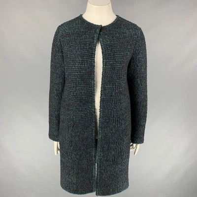 M MISSONI Taglia 10 Cappotto In Mistura Di Lana Verde Carbone - Immagine 1 di 4