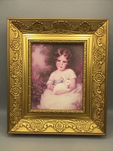 Portrait of Girl with Bunny. Vintage Art Print by Gallery Graphics. - Picture 1 of 15