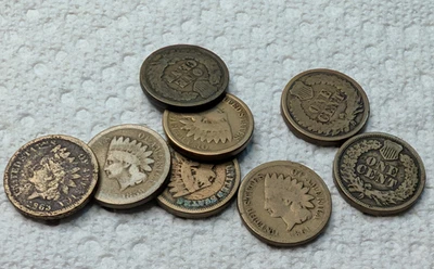 Lot of 8 Copper-Nickel Indian Cents - Image 1 of 4