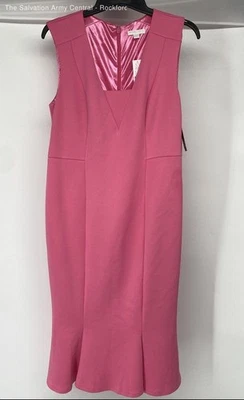 New York & Company Womens Pink Sleeveless Back Zip Sheath Dress Size Large - Image 1 of 4