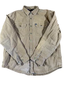 American Outdoorsman Shacket Thrashed Workwear Work Shirt Canvas L Flannel Lined - Picture 1 of 15