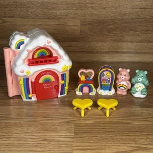 Vintage Care Bears Care A Lot House Pink Cheer Bear Wish Bear Near Complete Set - Picture 1 of 15