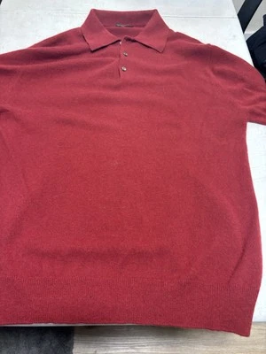 Peter Scott Scottish Cashmere Red Long Sleeve Polo Size L - Bild 1 von 4