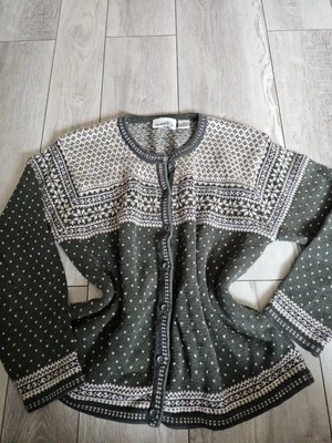 Paul Harris Design Ramie Cotton Cardigan Large Sweater Snowflake Alpine AQ - Image 1 of 4