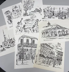 8 Vintage Donabeth Jones Drucke New Orleans Szenen Hungriger Künstler Studio Louisiana - Bild 1 von 12