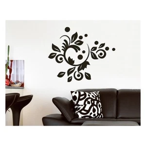 BLACK BLOOMS 3D FOAM wall stickers 25 pieces scroll branch leaves dots romantic - Picture 1 of 3