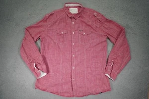 Marc Ecko Cut & Sew Shirt Mens XL Red Long Sleeve Button Up Pockets Military - Picture 1 of 12