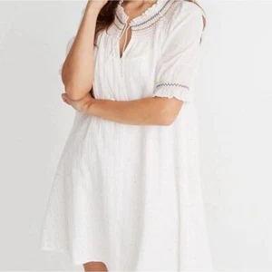 Vestido Madewell Arco Iris Calado Trapecio Columpio Blanco Multicolor Mini Vestido Talla XS - Imagen 1 de 10