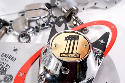 Old School Polished Brass AMF One Timing Points Cover Shovelhead Evo Fits Harley - Image 1 of 4