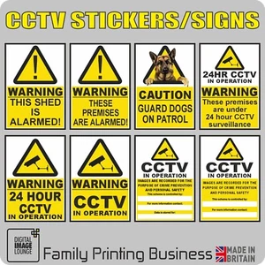 CCTV SIGNS - 24HR SURVEILLANCE - SECURITY WARNING - PREMISES - STICKERS & SIGNS - Picture 1 of 21