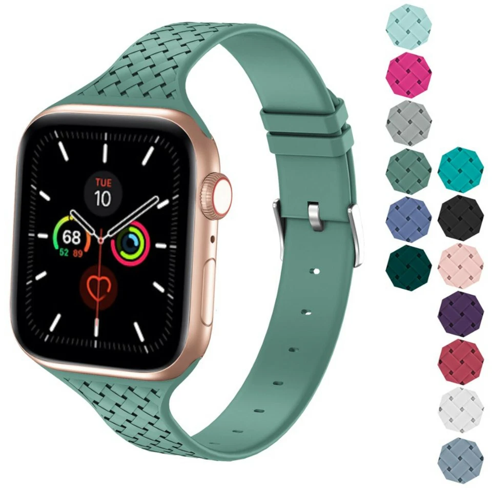 Silicone Narrow Sport Band for Apple Watch Series 9, 8, 7, 6, 5, 4, 3, 2, 1, SE - Image 1 of 1