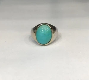 Vintage 14KT White Gold Turquoise Ring, Ring Size 5.25 - Picture 1 of 4