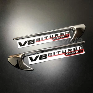 Un conjunto de emblemas de pegatinas con borde de guardabarros cromado boomerang negro V8 biturbo 4Matic+ - Imagen 1 de 12