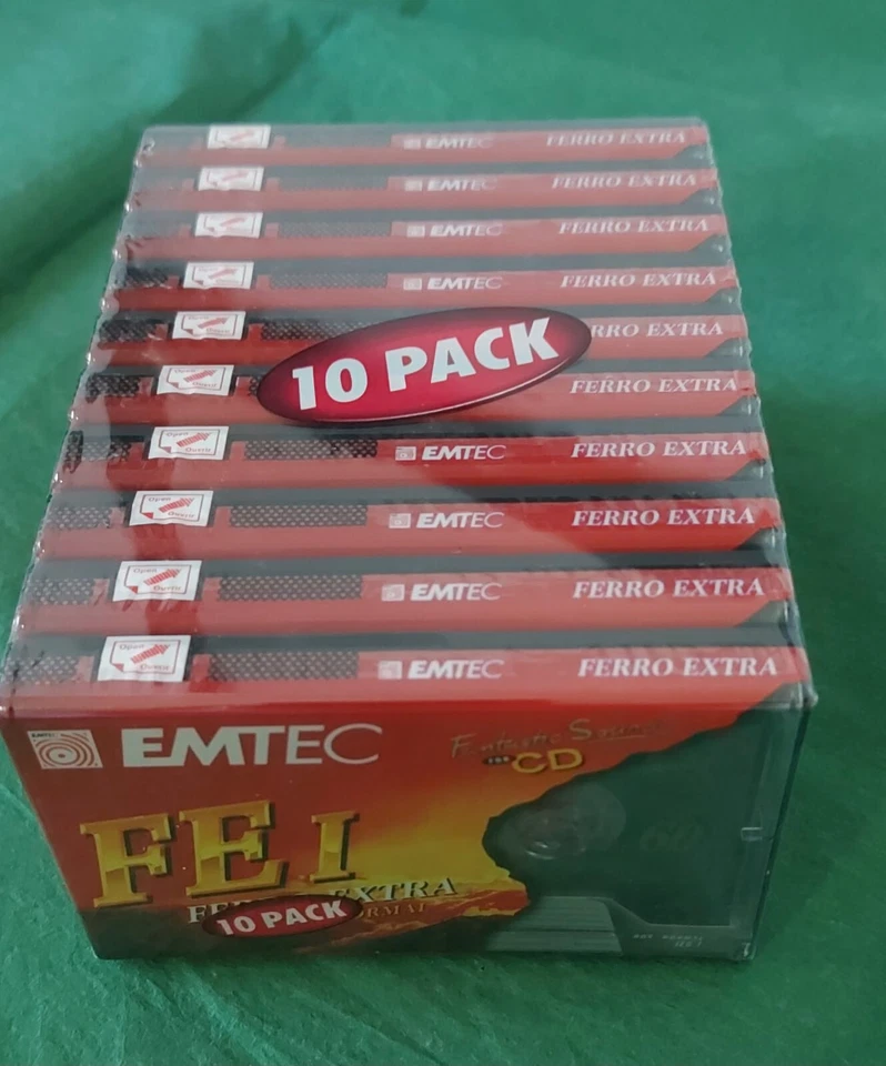 SET 10 PACK AUDIO CASSETTA 60 EMTEC FANTASTIC SOUND COMPACT MUSIC CASSETTE FE I - Imagen 1 de 3