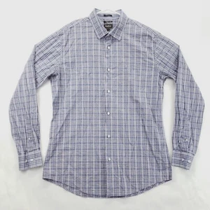Neiman Marcus Shirt Mens L Blue White Check Xtrim Fit Stretch Classic Button-Up - Picture 1 of 10