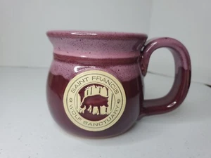Wolf Sanctuary Handcrafted Lg maroon SUNSET HILL Stoneware Coffee 14oz MUG - Picture 1 of 6