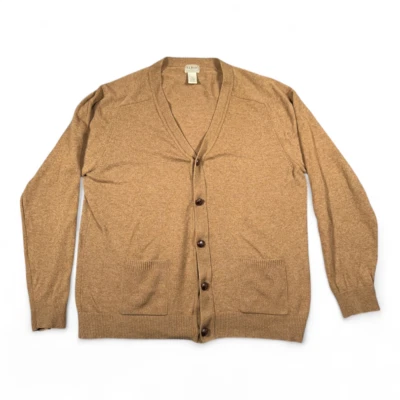 Vintage LL Bean Sweater Adult 2XL Brown Cardigan Lambswool Knit Pockets Y2K - Image 1 of 4