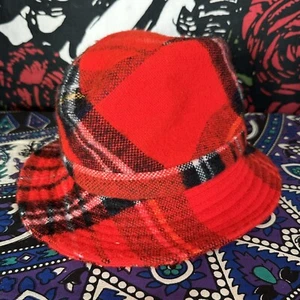 VTG Union Made USA Bucket Hat Fedora Wool? Plaid United Hatters Cap Millinery - Picture 1 of 5