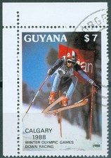 Guyana 2408 Olympische Winterspiele Calgary 1988 mit ELO gestempelt