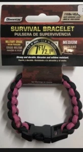 Pink Military Paracord Survival Bracelet Med 8.5" Breast Cancer Pulsera NEW - Picture 1 of 1