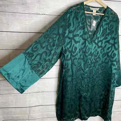 NOVO! Roupa de dormir Lane Bryant íntima verde transparente botão frontal 22/24 - Imagem 1 de 4