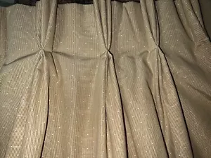 CUSTOM KRAVET PINCH PLEAT~INTERLINED~DRAPES GOLD STRIPE~GORGEOUS 24’x88” 2 Sets - Picture 1 of 6
