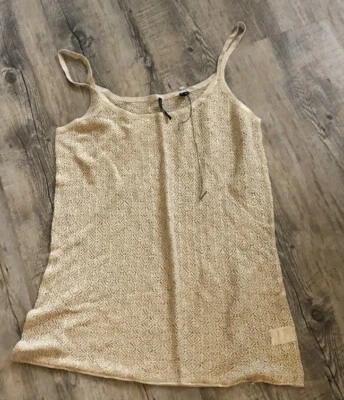 isda and co womens tan metallic linen tank top size medium - Image 1 of 2