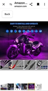 Color 12Pcs Motorcycle RGB LED Waterproof Under Glow Lights Strip Kit Remote App - Picture 1 of 10