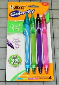 BIC Gel-ocity Quick Dry Retractable Gel Pen, Medium Point, Fashion, 4-Pack - Picture 1 of 1