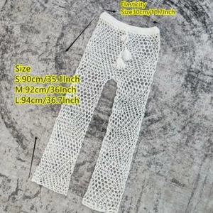 Hand Crochet Sexy Beach Bikini Cover UP Swim Trousers Long Hot Pants Nine Points - Picture 1 of 6