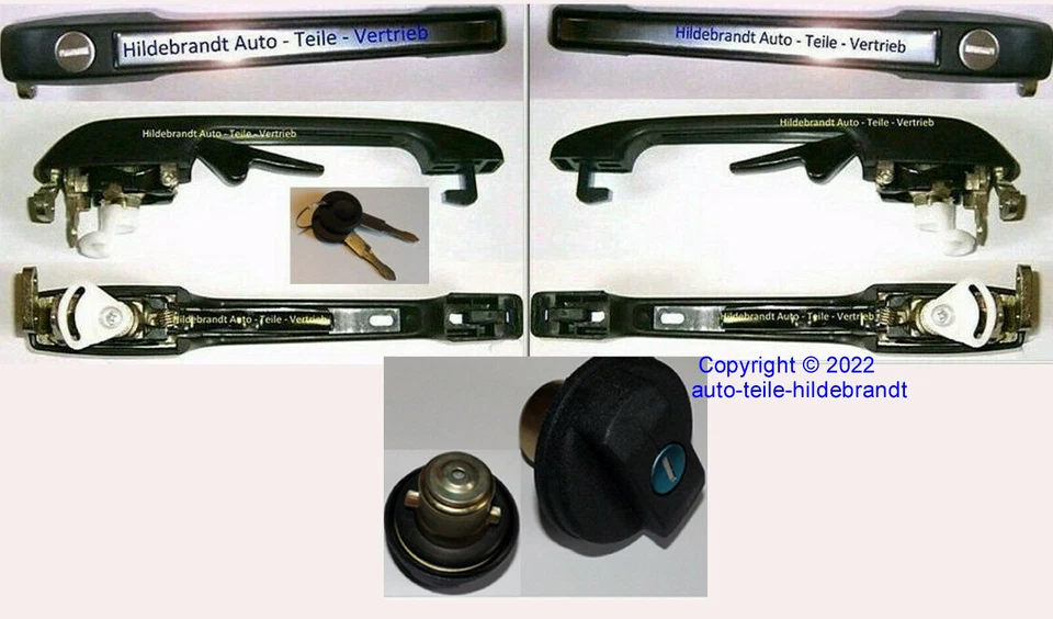 Türgriff Set für 2 Türen + Tankverschluss  für AUDI 80 90 Coupe Typ 81 / 85 B2 - Bild 1 von 1