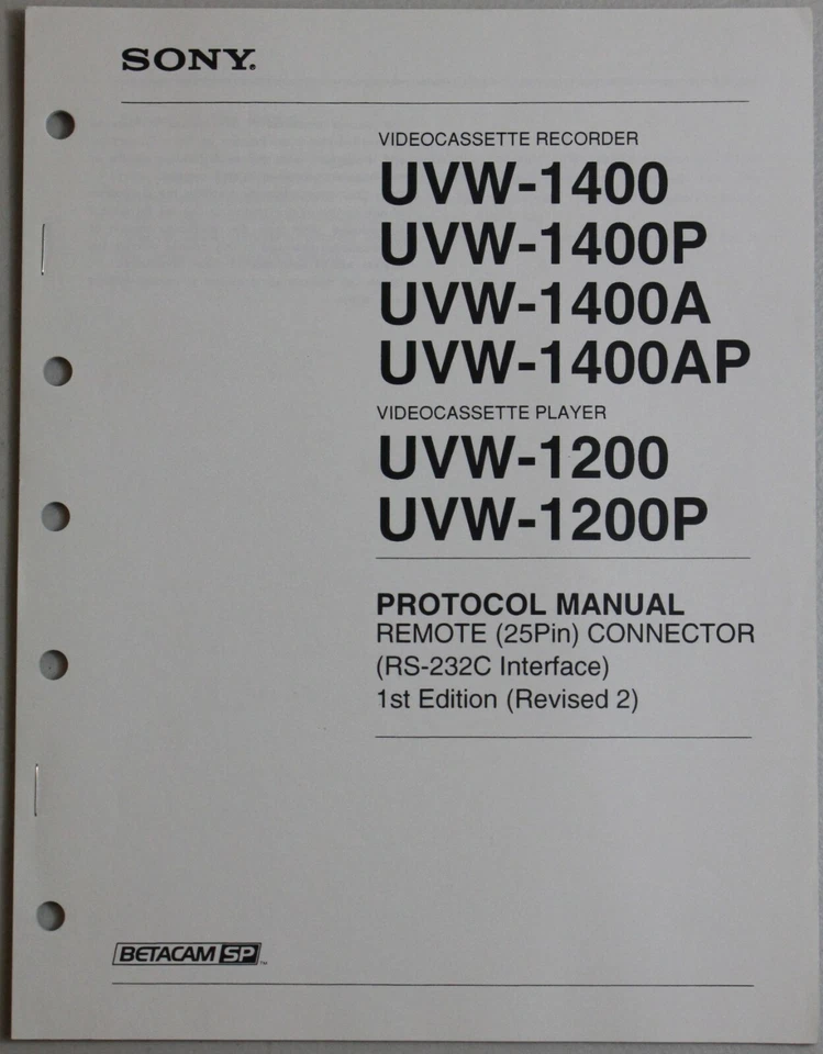 Manual - Sony UVW-1400/UVW-1200 Protocolo Manual - Inglés Foto 1 de 1