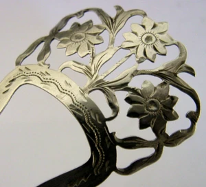 PRETTY ENGLISH STERLING SILVER ART NOUVEAU HAIR SLIDE COMB 1906 ANTIQUE WEDDING - Picture 1 of 8
