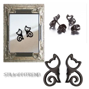 TREND OHRRINGE OHRSTECKER KATZE KÄTZCHEN KATER schwarz - Bild 1 von 4