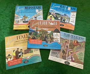 New Vtg  Living Complete Language Course Vinyl Records Lot German French Italian - Picture 1 of 3