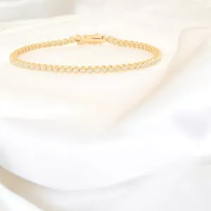 0.70 Ct F-G/VS Lab Grown Diamond 7 Inch Women Tennis Bracelet In 14K Solid Gold - Picture 1 of 15