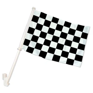 Black & White Checkered Double Sided Car Flag Checkered Car Window Flag - Picture 1 of 4
