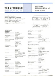 TELEFUNKEN CT-20 - STT1 STT-1 Service Manual Schematic Diagram Eng Germ French - Picture 1 of 1
