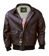 Men A-2 aviator Air Force Flight Bomber brown Genuine Leather Jacket |USA RETURN