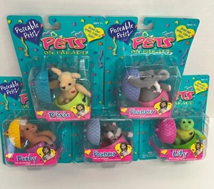Vintage Poseable Pets On Parade Set Neu in Verpackung Eichel Halskette Plüsch Mini Stofftier - Bild 1 von 7